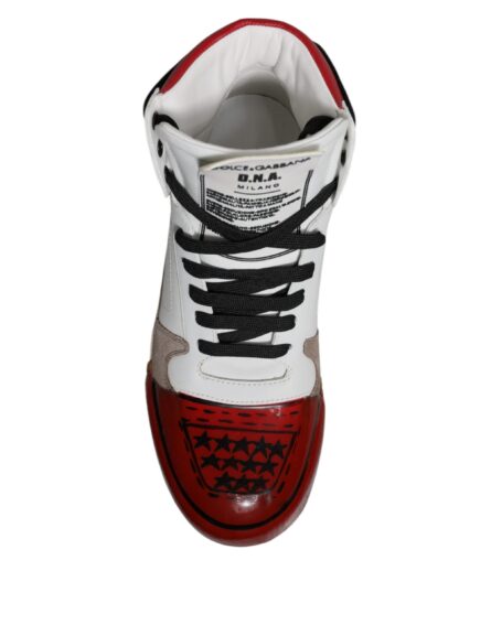 Multicolor Leather High Top Sneakers Shoes - Image 7