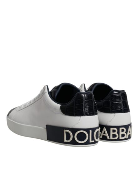 White Black Leather Portofino Sneakers Shoes - Image 4