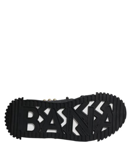 Black Leather Studded Slides Sandals Shoes - Image 8