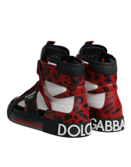 Multicolor Leather High Top Sneakers Shoes - Image 4