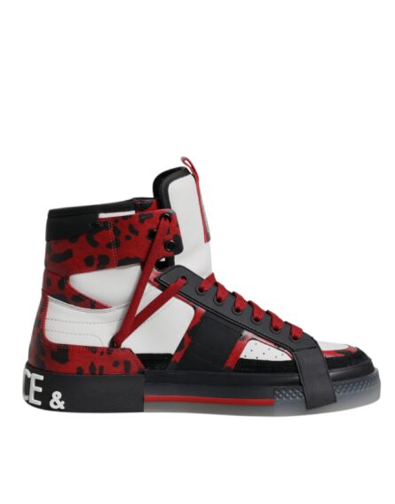 Multicolor Leather High Top Sneakers Shoes - Image 6