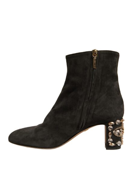 Black Embellished Heel Ankle Boots Shoes - Image 4