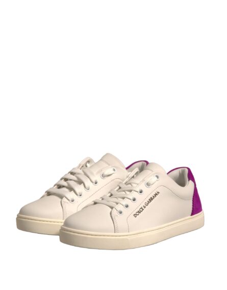White Suede Leather Low Top Sneakers Shoes - Image 3