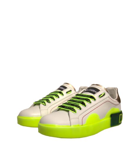 White Yellow Portofino Leather Sneakers Shoes - Image 2