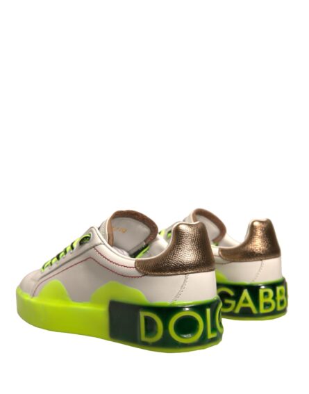 White Yellow Portofino Leather Sneakers Shoes - Image 3