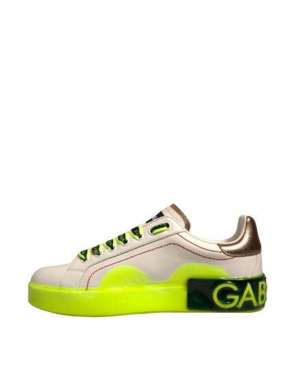 White Yellow Portofino Leather Sneakers Shoes - Image 4