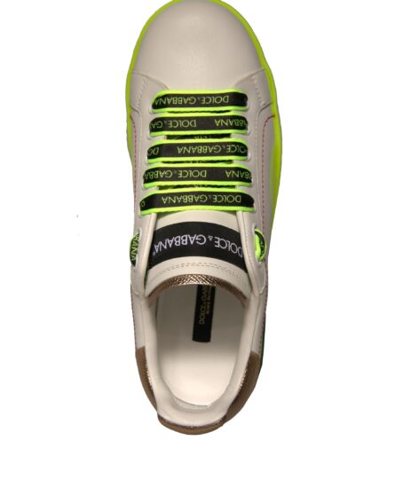 White Yellow Portofino Leather Sneakers Shoes - Image 7