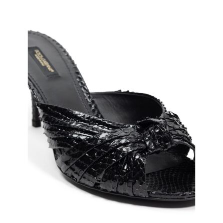 Black Snake Skin  Platform Sandals - Image 4