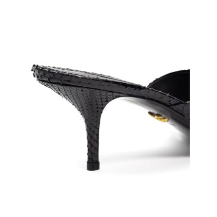 Black Snake Skin  Platform Sandals - Image 5