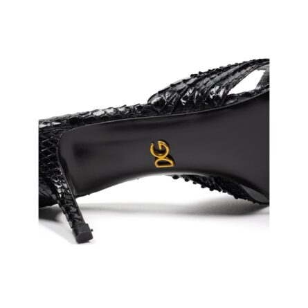 Black Snake Skin  Platform Sandals - Image 6