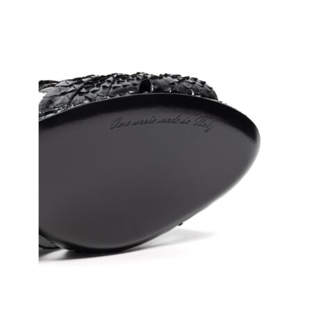 Black Snake Skin  Platform Sandals - Image 7