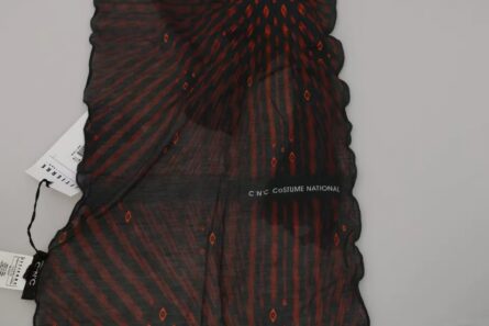 Black Red Viscose Foulard Branded Scarf - Image 5