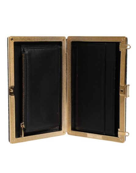Black Leather Clutch Evening Crossbody Bag - Image 7