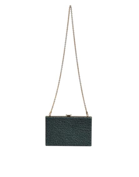 Black Leather Clutch Evening Crossbody Bag - Image 8