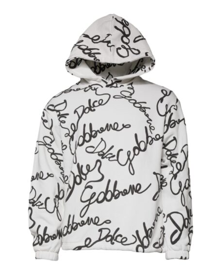 White Logo Cotton Hooded Sweatshirt Sweater - Image 6