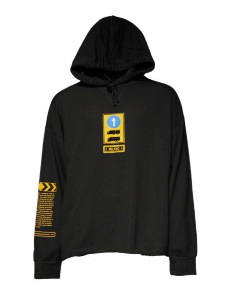 Black Cotton Hooded DG Shield Pullover Sweater - Image 2