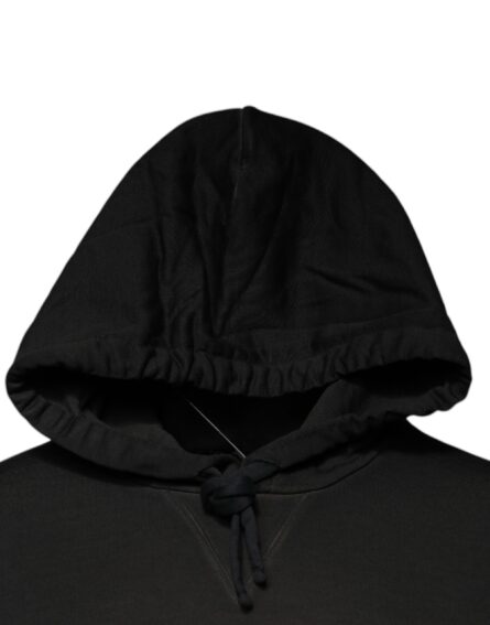 Black Cotton Hooded DG Shield Pullover Sweater - Image 3