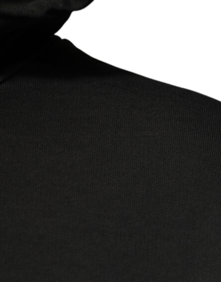 Black Cotton Hooded DG Shield Pullover Sweater - Image 4