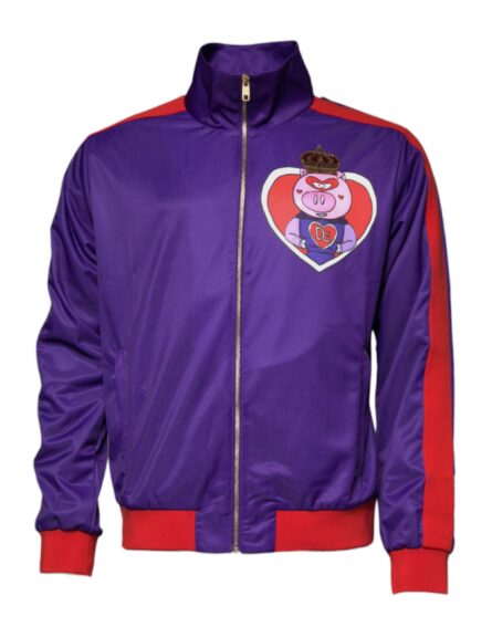 Purple Year Of The Pig Full Zip Bomber Sweater - Image 3
