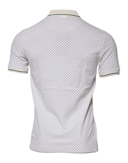 White Polka Dot Cotton Collared Polo T-shirt - Image 4