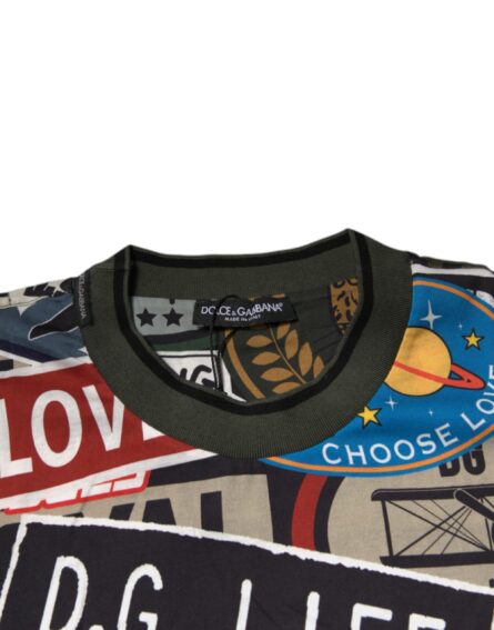 Multicolor Graphic Print Cotton Crew Neck T-shirt - Image 5