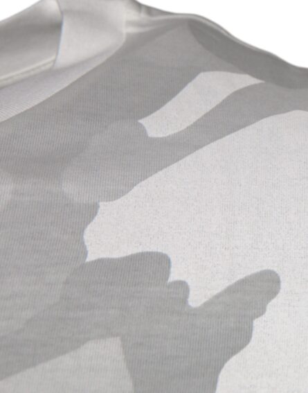 White Gray Camouflage Cotton Crew Neck T-shirt - Image 3