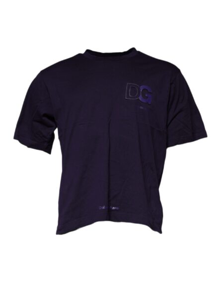 Purple DG Logo Cotton Crew Neck T-shirt - Image 3
