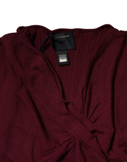 Maroon Jumper Keyhole Knit Pullover Sweater - Image 6