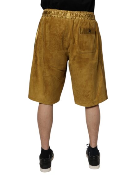 Brown Lambskin Suede Men Bermuda Shorts - Image 4