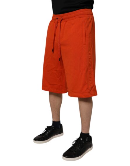 Red Cotton Blend Mid Waist Men Bermuda Shorts - Image 3