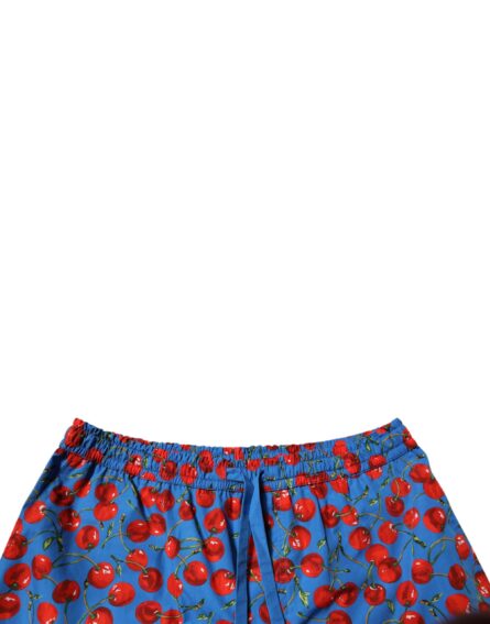 Blue Cherry Print Cotton Men Bermuda Shorts - Image 5