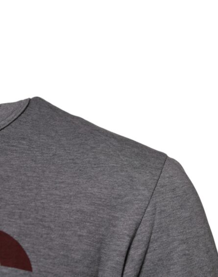 Gray Logo Print Cotton Crew Neck Men T-shirt - Image 3
