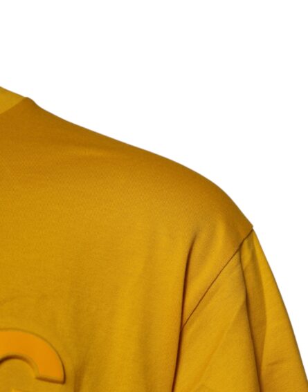 Dark Yellow Logo Cotton Men Crew Neck T-shirt - Image 3