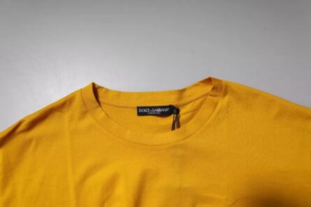 Dark Yellow Logo Cotton Men Crew Neck T-shirt - Image 5