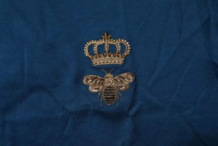 Blue Crown Bee Cotton Men Crew Neck T-shirt - Image 4