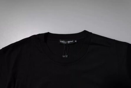 Black Logo Patch Cotton Crew Neck T-shirt - Image 5