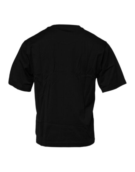 Black Logo Patch Cotton Crew Neck T-shirt - Image 4