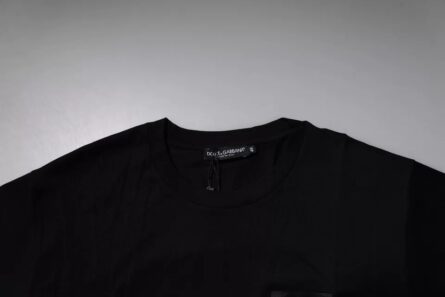 Black Logo Patch Cotton Crew Neck T-shirt - Image 6