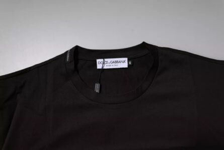 Dark Brown Logo Cotton Crew Neck T-shirt - Image 5