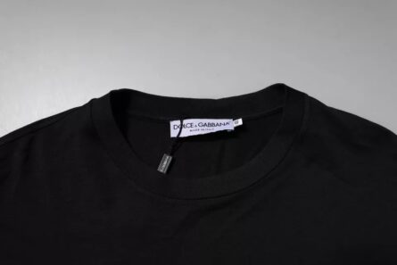 Black DG Logo Cotton Crew Neck T-shirt - Image 5