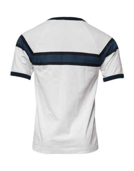White Logo Print Cotton Men Crew Neck T-shirt - Image 4