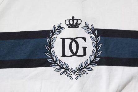 White Logo Print Cotton Men Crew Neck T-shirt - Image 6