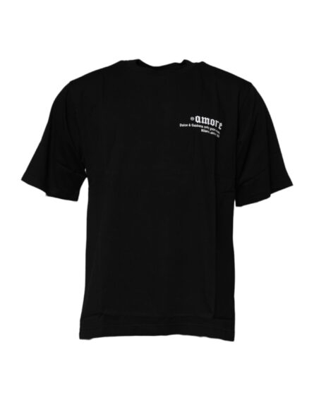 Black Amore Leopard Cotton Crew Neck T-shirt - Image 2