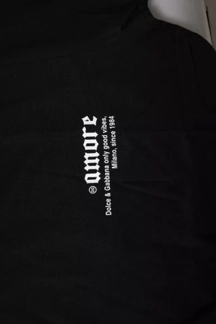 Black Amore Leopard Cotton Crew Neck T-shirt - Image 6