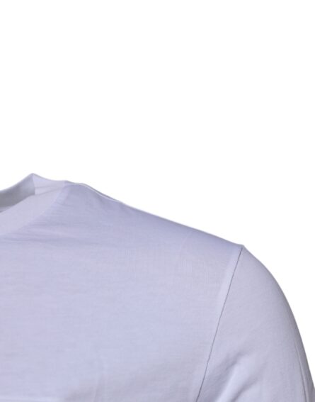 White Logo Plaque Cotton Crew Neck T-shirt - Image 3