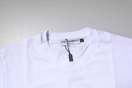 White Logo Plaque Cotton Crew Neck T-shirt - Image 5