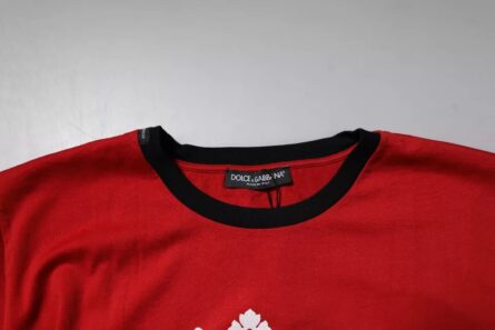 Red Logo Crown Cotton Crew Neck T-shirt - Image 5