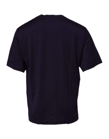 Navy Blue DG Logo Cotton Crew Neck T-shirt - Image 4