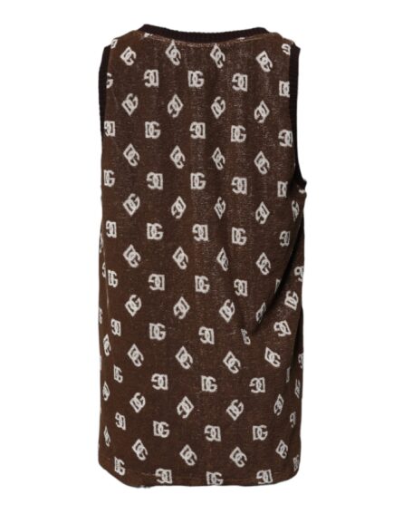 Brown Logo Monogram Cotton Crew Neck T-shirt - Image 3