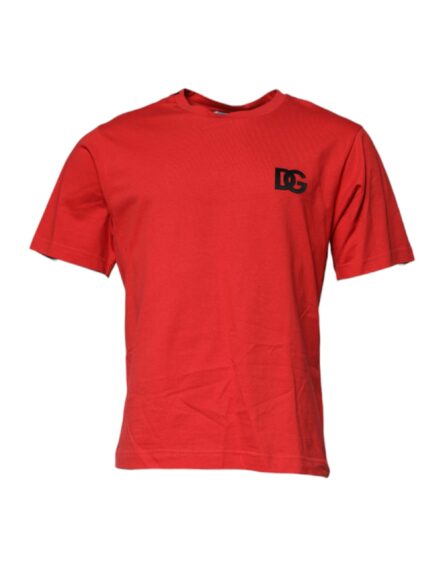 Red DG Logo Patch Cotton Crew Neck T-shirt - Image 2